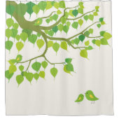 Tranquil Nordic Forest: Vogels en zomerbladeren Douchegordijn (Voorkant)