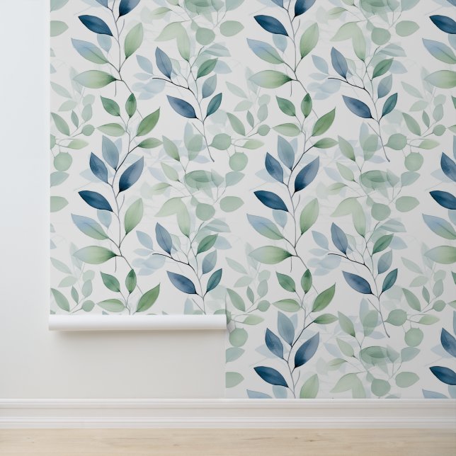 Tranquil Oasis Waterverf Bladeren Behang (Applicatie)