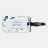 Tranquil Oasis Waterverf Bladeren Monogram & Naam Bagagelabel (Achterkant horizontaal)