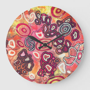 Tranquil oval koralen Origineel Abstract Kunstwerk Grote Klok