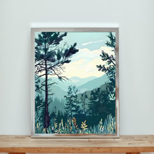 Tranquil Peaks: een sereen berglandschap Foto Afdruk