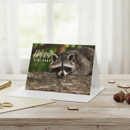 Tranquil Raccoon Rustique carte d'anniversaire