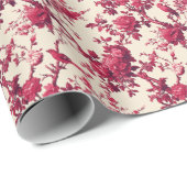 Tranquil Red Floral Avian Print Cadeaupapier (Rol Hoek)
