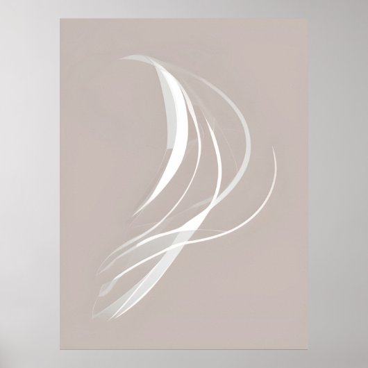 "Tranquil Rhythms" | Witte lijnen Abstracte kunst Poster (Voorkant)