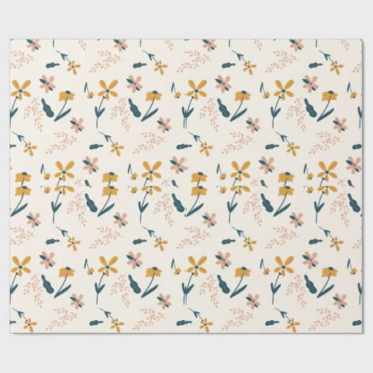 Tranquil roze bloemmotief cadeaupapier (Vlak)