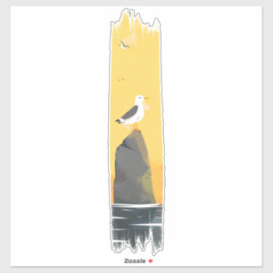 Tranquil Seagull Brushstroke Paint Sticker