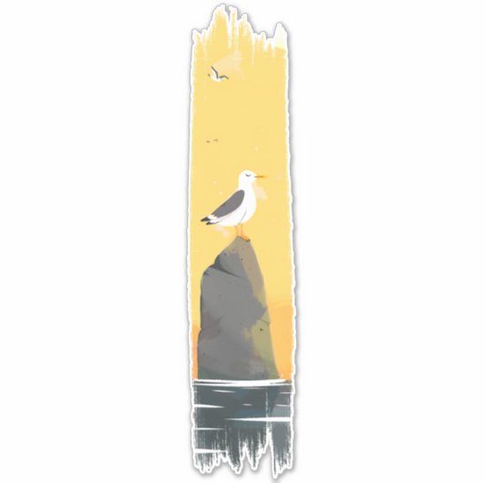Tranquil Seagull Brushstroke Paint Sticker (Voorkant)
