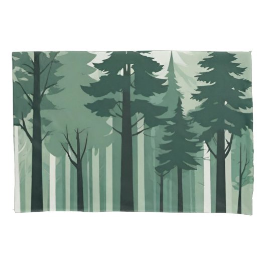 Tranquil Silhouet Bos Kussensloop (Voorkant-Links)