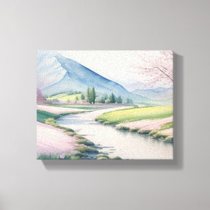 Tranquil Springtime Berglandschap Canvas Afdruk