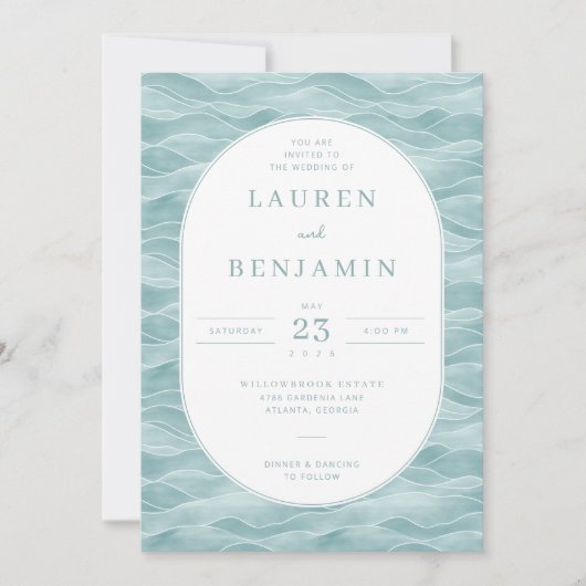 Tranquil Teal Wave Invitations (Devant)