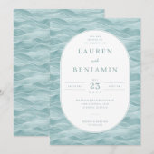 Tranquil Teal Wave Invitations Kaart (Voorkant / Achterkant)
