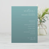 Tranquil Teal Wedding Ceremony Schedule Programma (Staand voorkant)