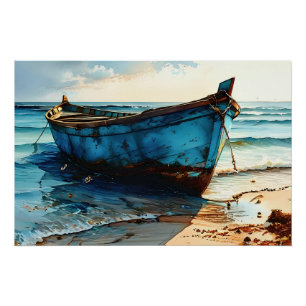 "Tranquil Tides". Kleurrijk Ontspannen Bootzeegezi Perfect Poster