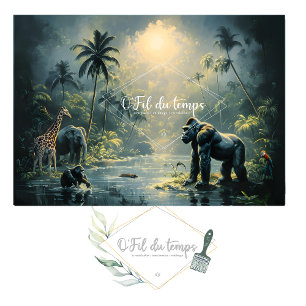 Tranquil Tropical Landscape with Exotic Anials Tissuepapier