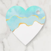 Tranquil Tropisch Groen Blauw met Gold Border Bedankjes Labels (Achterkant)