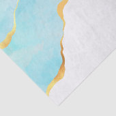 Tranquil Tropisch Groen Blauw met Gold Border Tissuepapier (Detail)