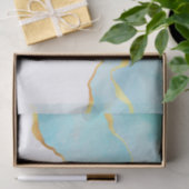 Tranquil Tropisch Groen Blauw met Gold Border Tissuepapier (Geschenk)