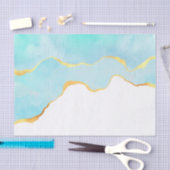 Tranquil Tropisch Groen Blauw met Gold Border Tissuepapier (Craft)