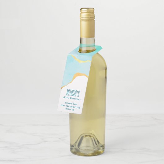 Tranquil Tropisch Groen met Gold Border Dank u Flessenhanger (Schuin)