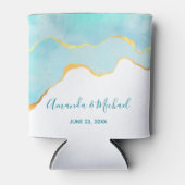 Tranquil Tropisch Groen met Gold Border Wedding Blikjeskoeler (Voorkant)