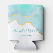 Tranquil Tropisch Groen met Gold Border Wedding Blikjeskoeler (Achterkant)