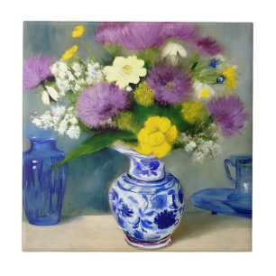 Tranquil Vaas van Bloemen Print Tegeltje