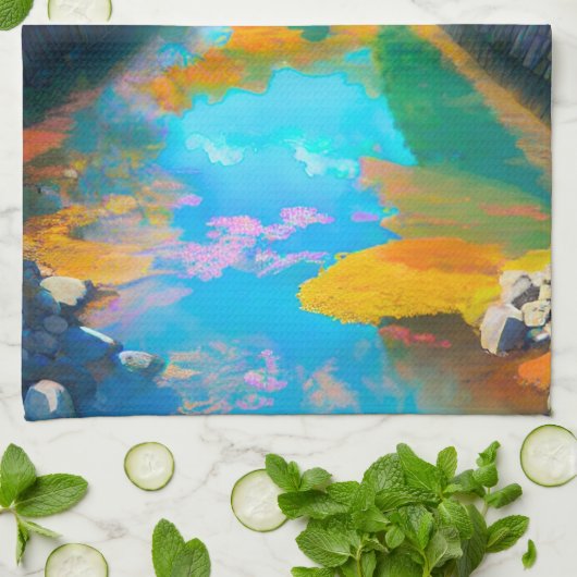 Tranquil Waters: Mt. Fuji's Reflection Theedoek (Gevouwen)