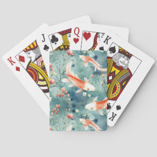 Tranquil Waters: Waterverf Koi Vis Patroon Pokerkaarten
