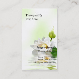 Tranquil White Lotus Spa Skin Care Massage Salon Afsprakenkaartje