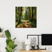 Tranquil Woodland Pathway - Impressionistisch schi Poster (Thuiskantoor)