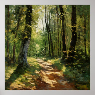 Tranquil Woodland Pathway - Impressionistisch schi Poster