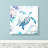 Tranquil Zee Turtle Art Canvas Prints (Insitu (Houten vloer))