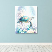 Tranquil Zee Turtle Wall Art Canvas Afdruk (Insitu (Houten vloer))