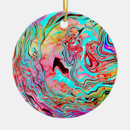 Tranquiliteit Abstracte Fluid Art Kerstmis Keramisch Ornament (Voorkant)