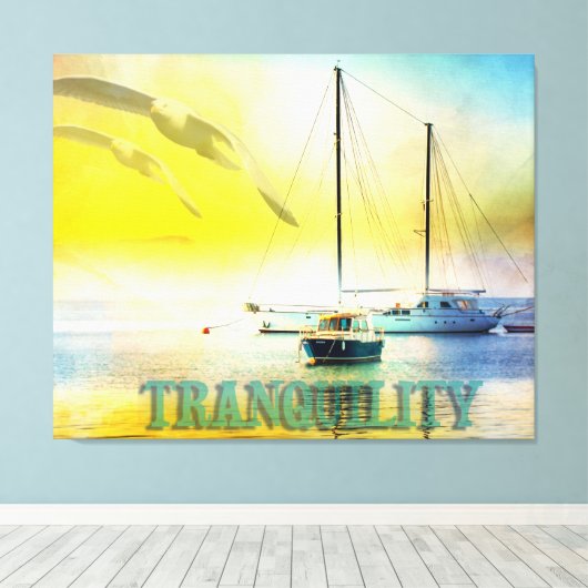 Tranquiliteit - Zeilboten die in de Calm Waters zi Canvas Afdruk (Insitu (Houten vloer))