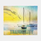 Tranquility Sailboot on strand Sunset Scenary Fleece Deken (Voorkant (Horizontaal))