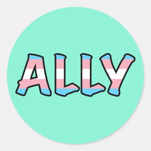 Trans Ally | Achtergrond munt | Ronde Sticker (Voorkant)