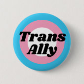 Trans Ally Editable Text Transgender Pride Flag Ronde Button 5,7 Cm (Voorkant)