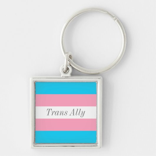 Trans Ally Editable Text Transgender Pride Flag Sleutelhanger (Voorkant)