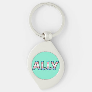 Trans Ally Hollow Letter   Achtergrond munt Sleutelhanger