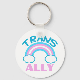 Trans Ally Transgender Rainbow Blue Pink White Sleutelhanger