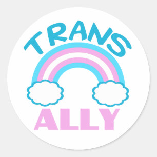 Trans Ally Transgender Rainbow Blue Roze White Ronde Sticker