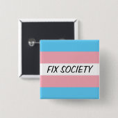Trans-Button: Fix Society Vierkante Button 5,1 Cm (Voorkant /achterkant)