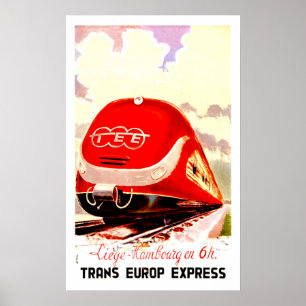 Trans Europ Express, snelle trein, vintage reizen Poster