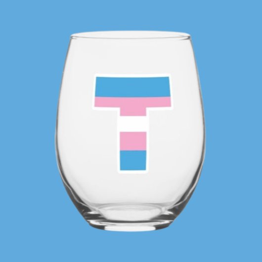 Trans Fierté Capital T Verre sans pierre