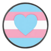 trans flag and heart hockey puck (Voorkant)