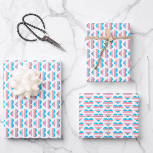 Trans Flag hartpatroon Inpakpapier Vel