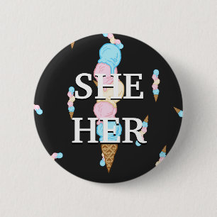  Trans Flag Pronoun Ice Cream Button