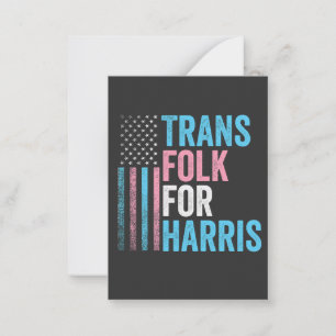 Trans Folk voor Harris Verkiezing Transgender LGBT Notitiekaartje