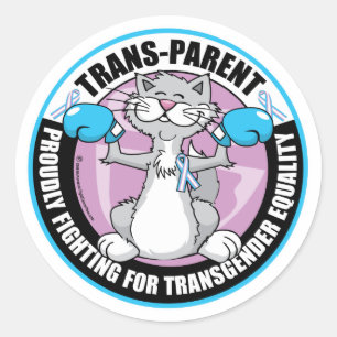 Trans-Parent Cat Fighter Ronde Sticker
